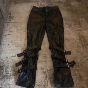 Boohoo Leather Pants with buckle bottoms Size US 8